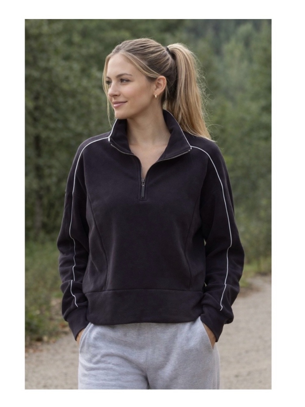 Member’s Mark half zip black with white piping jacket. Size XL
